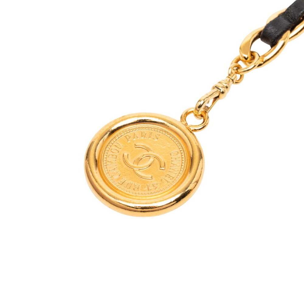 Chanel Coco Mark 31 RUE CAMBON PARIS Chain Belt Gold Black Plated Leather Wom... - Picture 3 of 4